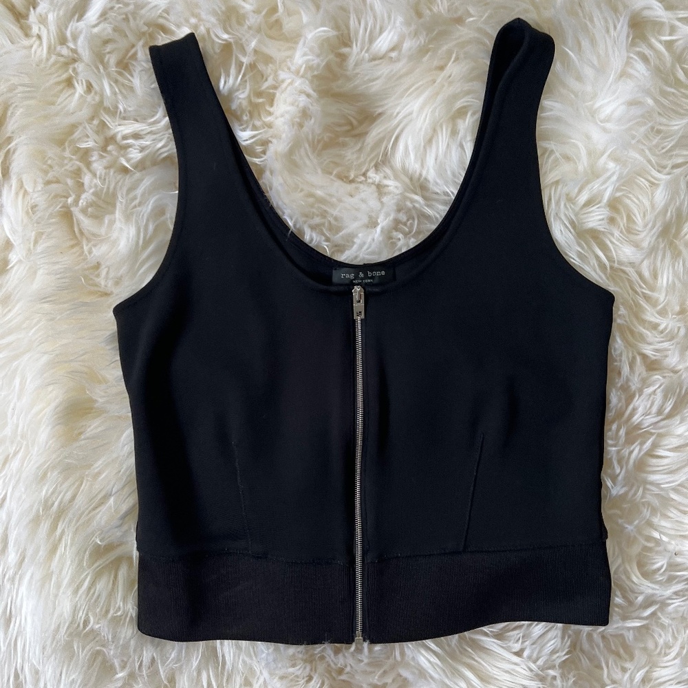 Rag & Bone Black Silver Zipper Top